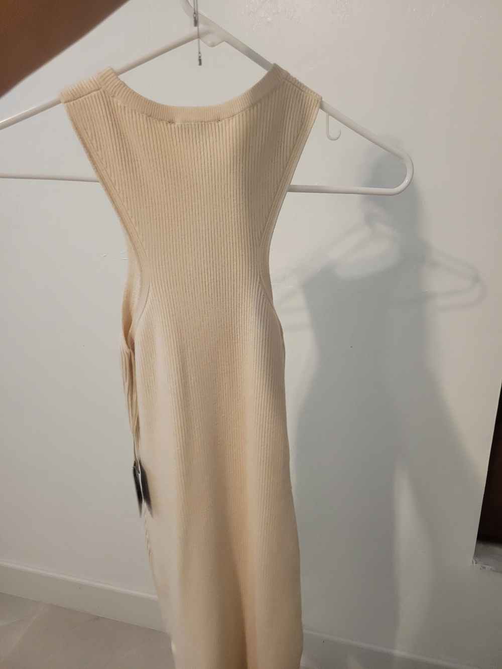 Express Cream Ribbed Tank Dress - Picture 4 of 5
